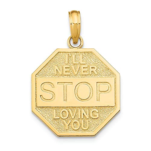 FJC Finejewelers 14k Yellow Gold I'll Never Stop Loving You On Octagon Plaque Charm