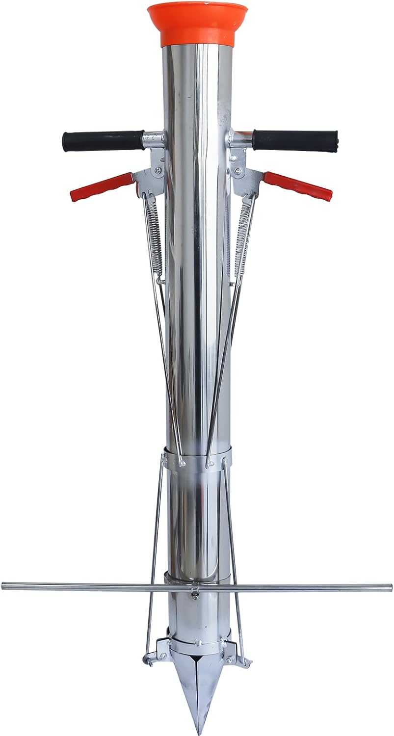 Seedling Transplanter Bulb Planter Tool Long Handle Double Handle Stainless Steel Seedling Transplant Tools Planting Garden Tool