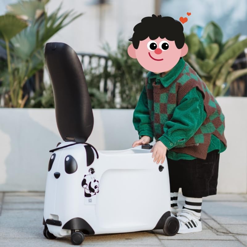 Wandergo Kinderkoffer Panda Reise Koffer Handgepäck für Kinder PP Trolley-Koffer (Schwarz)