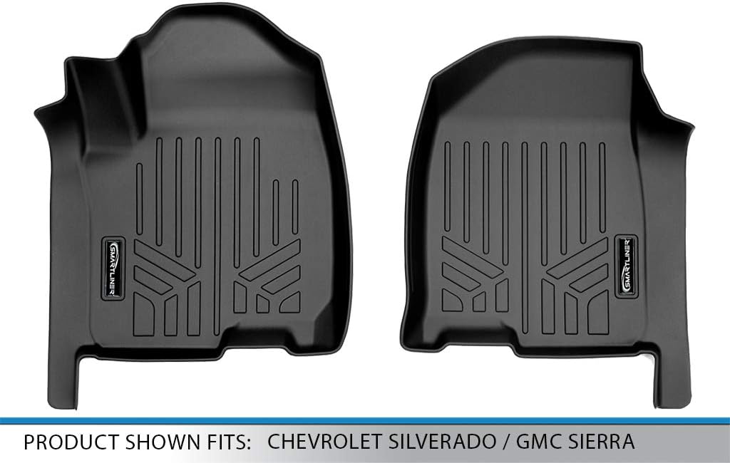 SMARTLINER Custom Fit Floor Mats 1st Row Liner Set Compatible with 2019-2025 Chevrolet Silverado 1500