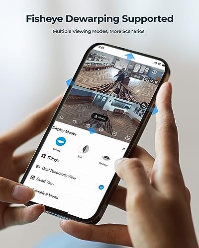 Image of REOLINK PoE Fisheye Camera FE-P(White), 6MP 360 Multiple Panoramic Views | Smart Human Detection, Two Way Talk, Ceiling /Wall /Desk Mount, Display for Home Office Security Surveillance