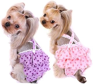 Alfie Pet - Frona Diaper Dog Sanitary Pantie with Suspender 2-Piece Set for Girl Dogs - Size: Medium