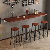 Tavolo pieghevole salvaspazio da parete con foglie cadenti, banco da lavoro da cucina in legno con staffa in ferro, design cact per piccoli (marrone, 90 x 30 cm)