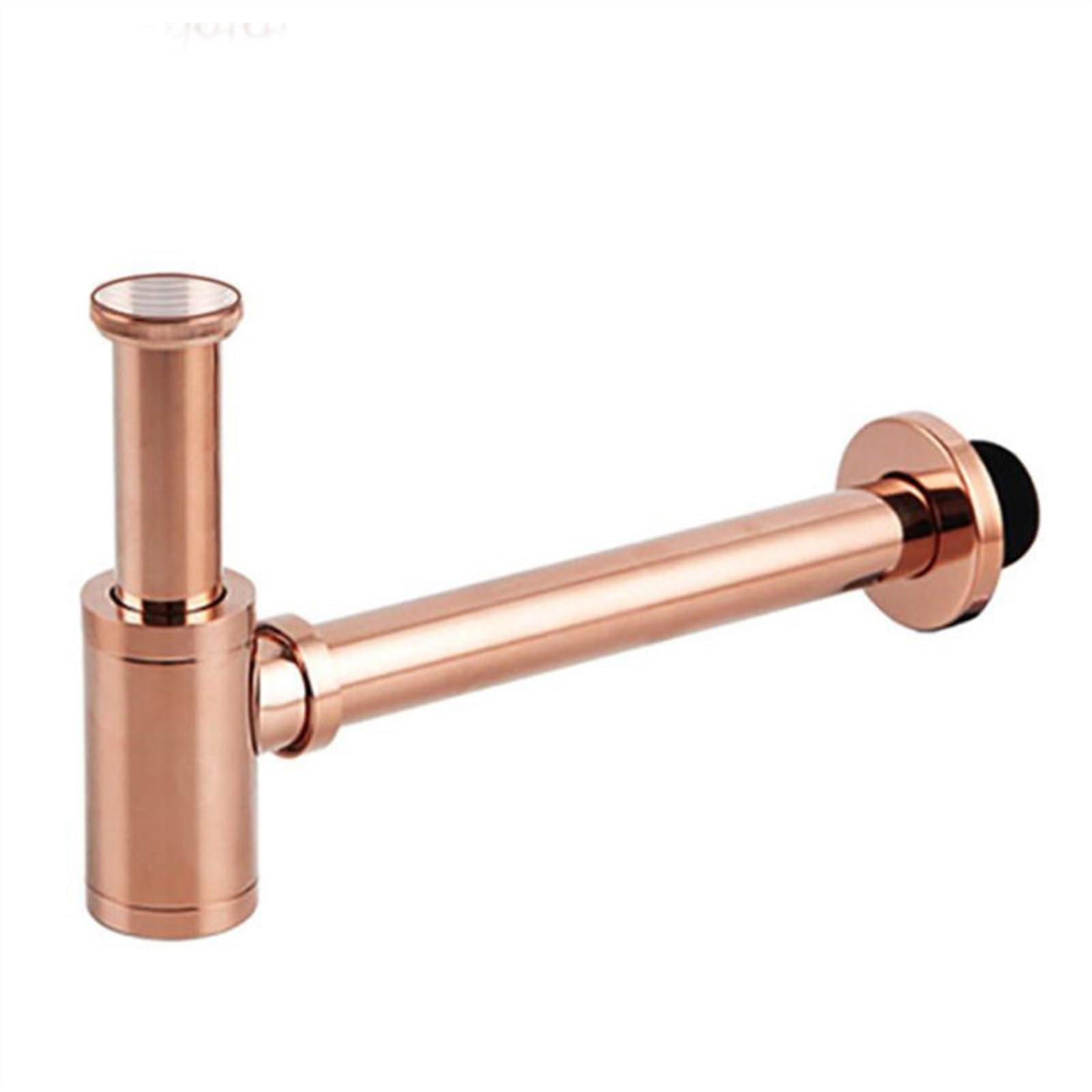 P-Trap Cuerpo de latón Lavabo Wast Desagüe Conexión de Pared Plomería Trampas en P Tubería de Lavado Sifón for Lavabo de baño Negro/Oro Cepillado/Cromo. Set De DesagüE (Color : Rose Gold)