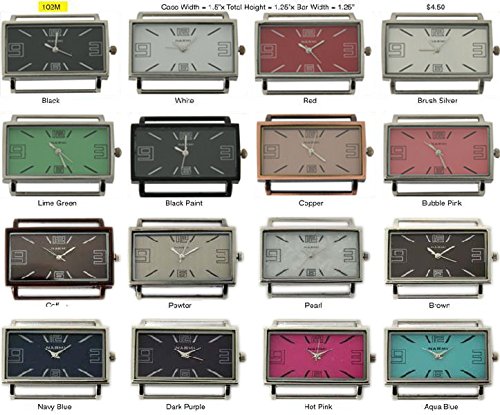 Narmi Silver Solid Bar 1 Watch Case Face Rectangular Bold Number (Silver)