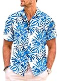 meilicloth funky camicia hawaiana da uomo manica corta estiva vacanze floreale fenicotteri casual regular fit aloha stampato beach casual hawaii camicia campo tropicale a himmelblau l