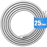 Refrigerator water line - 25 FT Premium Stainless Steel Braided Ice Maker Water Hose,Food grade PEX Inner Tube Fridge Water Line with 1/4' Fittings for Refrigerator Ice Maker