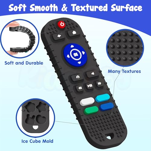 Image of Kidology Baby Teethers - Silicone Remote & Game Controller Shaped Teething Toys |Infant Teether for Teething Relief | Sensory Chew Toys for Boys & Girls 3+ Months | Baby Gift Set- Pack of 2 (Black)