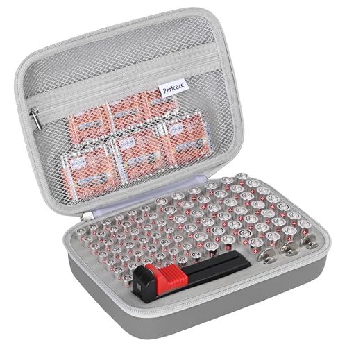 Perfcaze Battery Storage Case for AA AAA Button Cells, Battery Organizer Case, for 3 Batteries...
