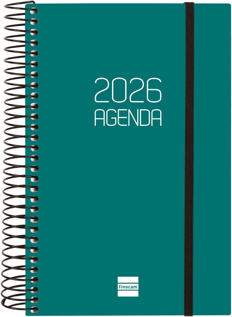 Finocam Flat Cocktail Calendar 2026 Week to View January 2026 - December 2026 12 Months Blue Spanish