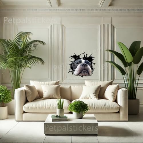 Image of Cute Dog Stickers for Car Window Decals Waterproof Funny Sticker (Boston Terrier Sticker)