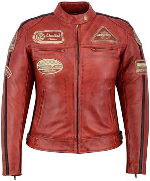 Blouson Moto En Cuir Stechmoto ST 1760 - Style Café Racer Vintage - Unisexe - Protections CE