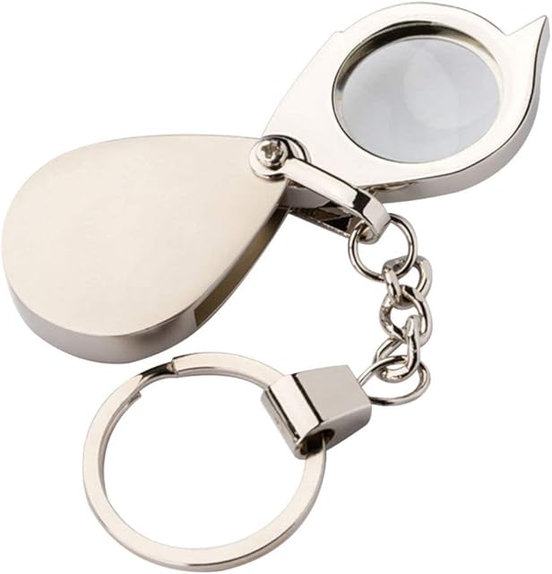 MILISTEN Magnifier Keychain Mini Portable Folding 15 Times Metal Magnifier Loupe Keychain for Reading Jewelry Travel Handy Little Magnifier