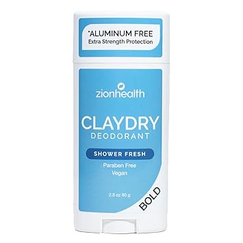 Zion Health Bold, ClayDry Deodorant, Shower Fresh, 2.8 oz 80 g