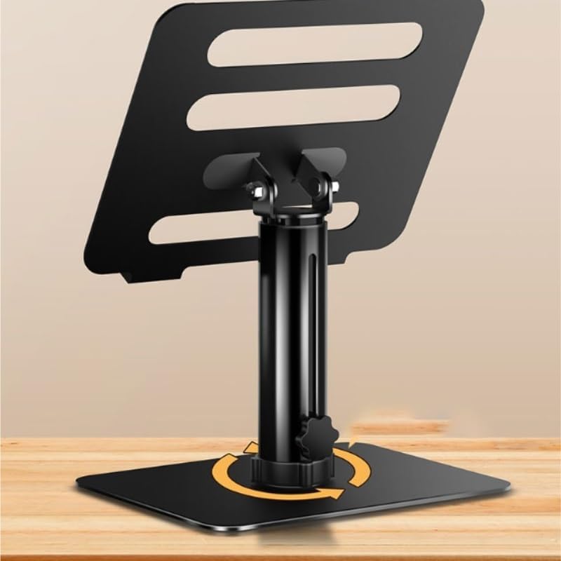 360° Rotation Book Stand Black Reading Rack Carbon Steel Silicone Holder