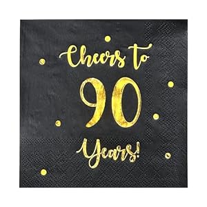Happy Palace HP-CT90YN Schwarze Cocktail-Servietten 90 Jahre