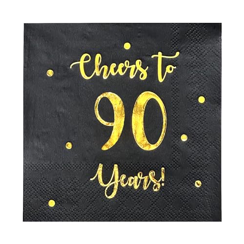 Happy Palace HP-CT90YN Schwarze Cocktail-Servietten 90 Jahre