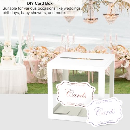 QISOLIY Card Box Wedding Card Boxes for Reception Transparent with White Border Gift Card Box Holder Money Box for Baby Showers, Birthdays, Weddings, Retirements, Open Houses, Anniversaries