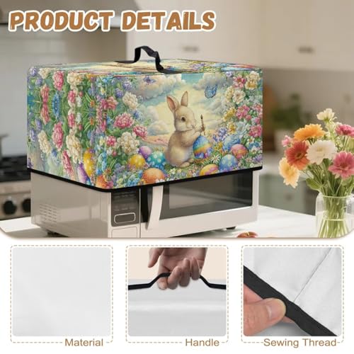 Image of Air Fryer Toaster Oven Dust Cover, Protective Countertop Microwave Oven Cover for Easter Decor, S, 18.25 x 14.5 x 11 Inches, Cartoon Bunny Floral Butterfly Easter Egg