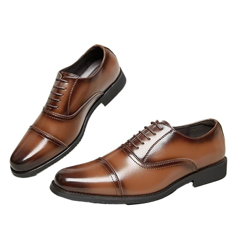 Men's Patent Tuxedo Dress Shoes Classic Formal Oxford Wingtip Lace Up Men Patent Tuxedo Shoes for Business Wedding(B,6)