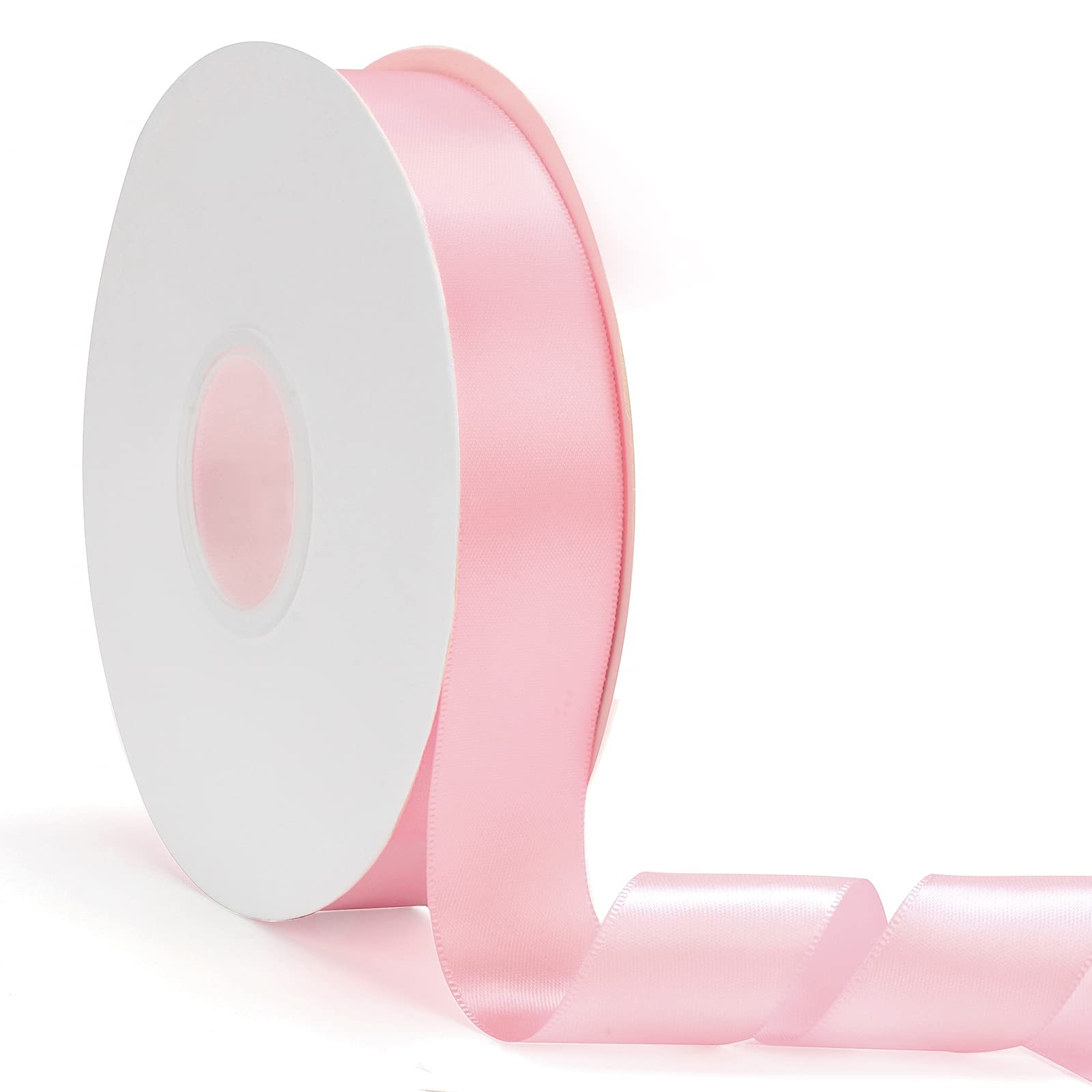 Photo 1 of 1" x 50Yds Light Pink Double Faced Satin Ribbon,High Density Solid Color Ribbon,Great for Crafts,Gift Wrapping,Sewing,Wedding&Christmas Decor (1" x 50Yds, Light Pink)