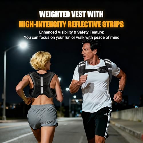 Image of Weighted Vest for Women Men, 8 lb /10 lb /12 lb Weight Vest for Walking with Reflective Stripe and Adjustable Buckle Straps, Body Weights for Osteoporosis, Running, Strength Training and Weight Loss