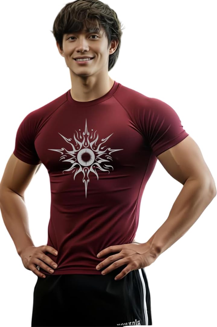 Men Polyster Lycra Printed Half Sleeves Compression T-Shirt for Gym-picture-21