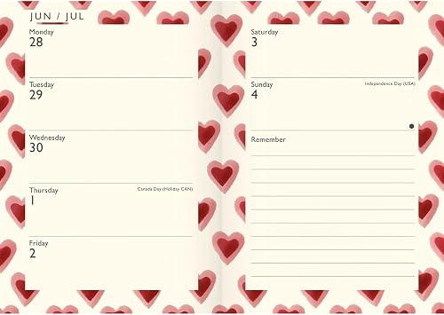 Carousel Worldwide 2027 Emma Bridgewater Big Pink Hearts Diary, A6 Week to View