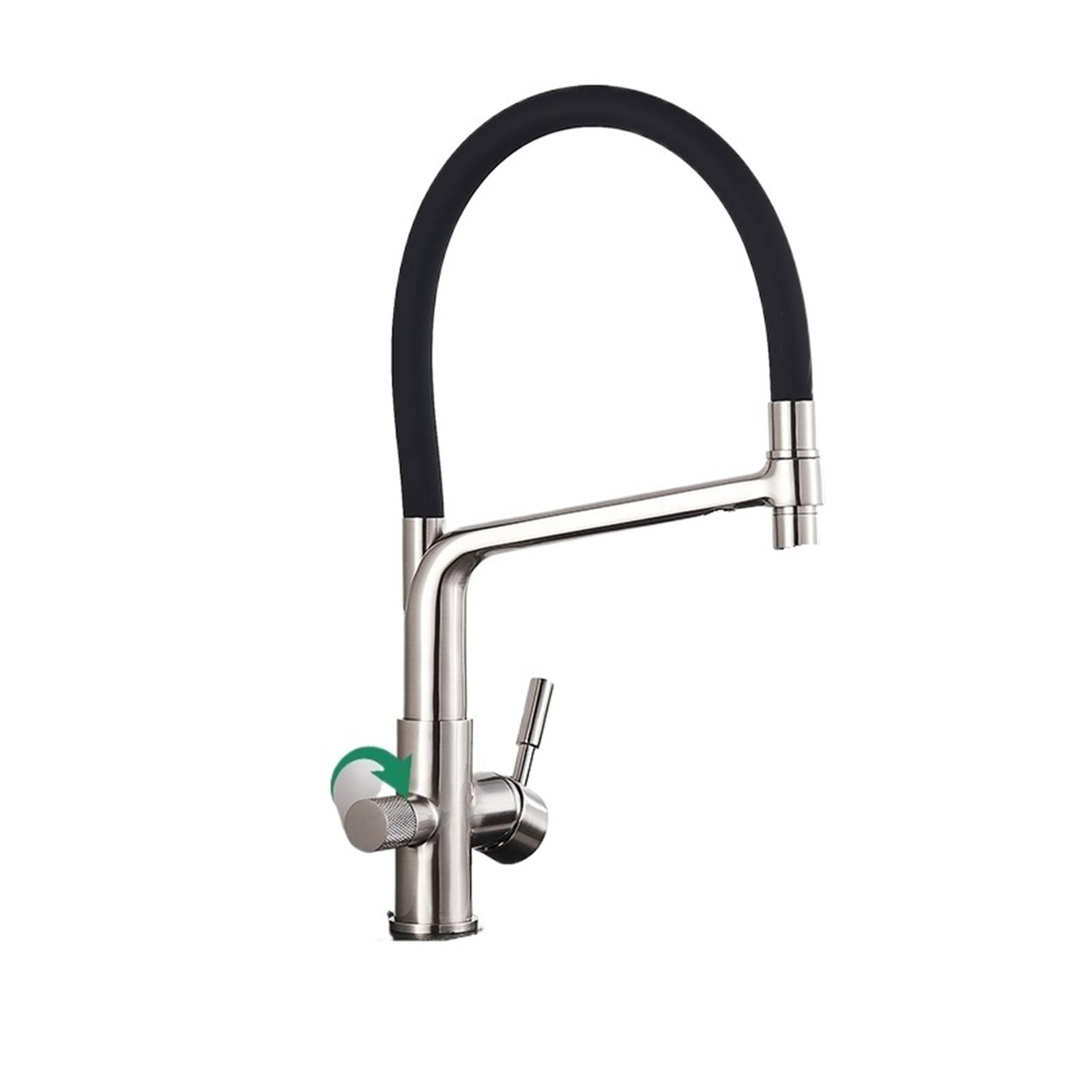 Filter Kitchen Faucet Brushed Gold 360 Swivel Pure Water Faucets for Kitchen Black Pull Down Purification Water Mixer Tap(Brushed Nickel B)
