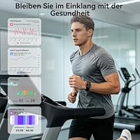 Smartwatch Damen Herren mit 7 Armbänder & Geschenkbox, 1.83" HD Smartwatch mit Bluetooth-Anruf, Fitness Tracker mit Pulsmesser Schlafmonitor Schrittzähler, IP68 Wasserdicht, 100+Sportmodi Schwarz – Ansicht 5