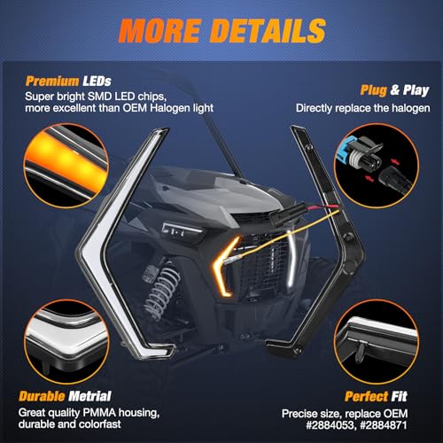 Image of Nilight Turn Signal Fang Lights LED Accent Street Legal Front Signature Light Compatible with Polaris RZR XP 1000 Turbo Accessories 2019 2020 2021 2022 2023