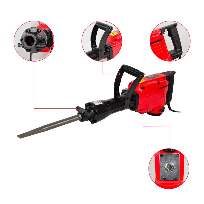 Stechhammer 1700 W – 60 Joules – 1900 Schläge/min – Abbruchhammer inklusive 2 Meißel: flach – Spitze – Koffer – Bild 4