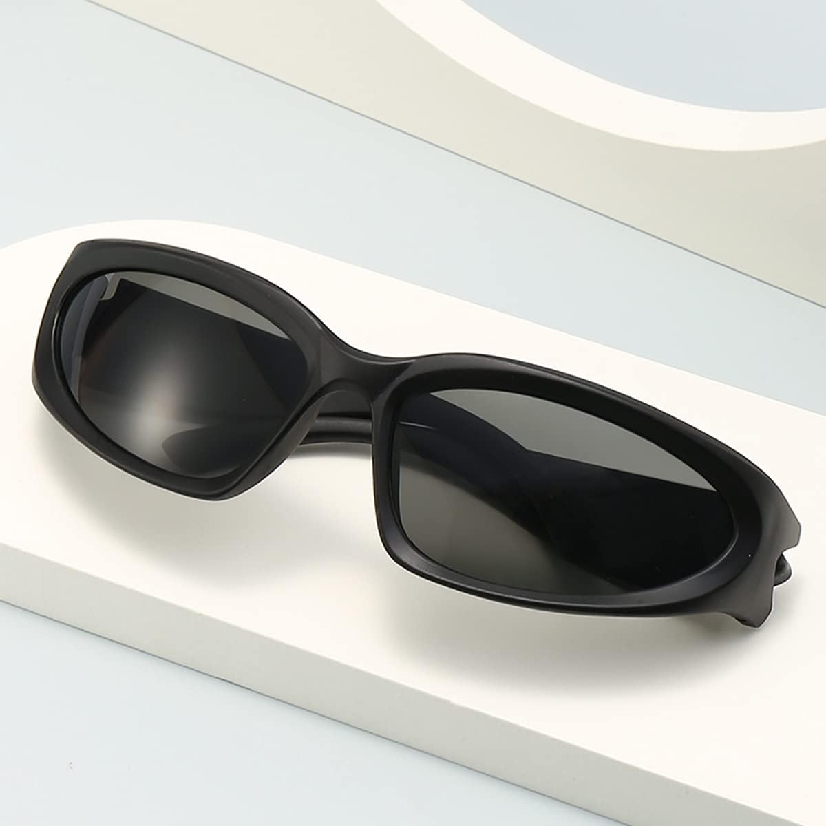 Wrap Around Sports Sunglasses for Men Women Fashion Oval Thick Frame Lightweight Durable Plastic for Outdoor UV400 - Image 8