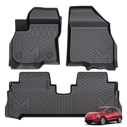Image of TPE Automotive Floor Mats Custom for 2017-2023 Chevrolet Bolt EV (Not for EUV), All Weather Cover Protection Waterproof Black Floor Liner Front & Rear Row Full Set Car Mats, 3PCS