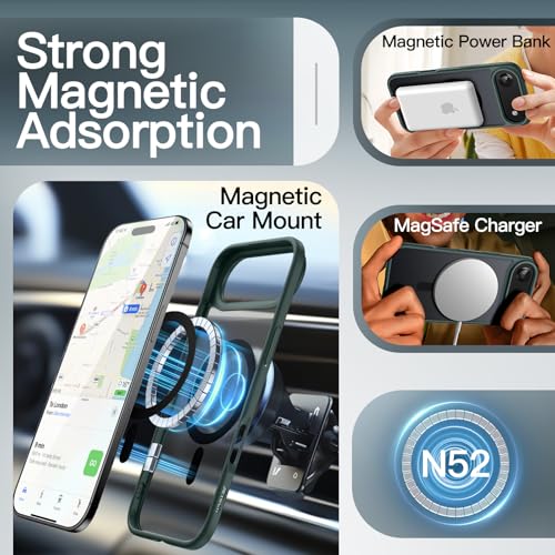 Image of JETech Magnetic Case for iPhone Air Compatible with MagSafe, Translucent Matte Back Slim Minimalist Shockproof Phone Cover, 6.5-Inch Display (Dark Green)