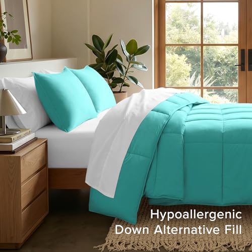 Image of Bare Home Comforter Set - Queen Size - Ultra-Soft - Goose Down Alternative - Premium 1800 Series - All Season Warmth (Queen, Turquiose)