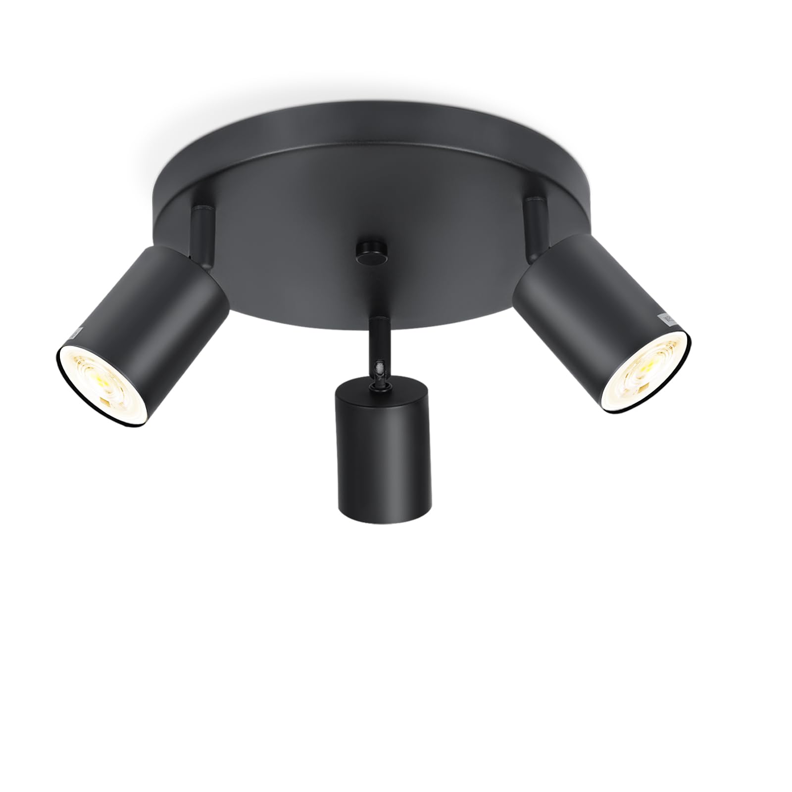 ZMH lampa sufitowa czarny spot sufitowy okrągły - lampa sufitowa GU10 z 3 płomieniami nowoczesne spoty sufitowe metalowa lampa kuchenna Swivel Design reflektor do salonu sypialnia kuchnia przedpokój