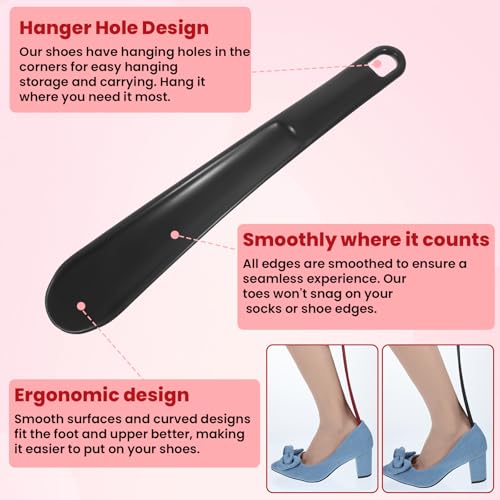 Ymapinc 2 Pack Plastic Long Shoe Horns, Extra Long Handle Shoehorns for Men Women Travel Helpers Shoe Stick to Put on Your Shoes Portable for Seniors
