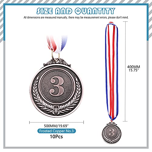 Cimeton 10Pcs Golden Silver Bronze Award Medals Olympic Style For Competitions, Sports, Spelling Bees, Party Favors #TOP1
