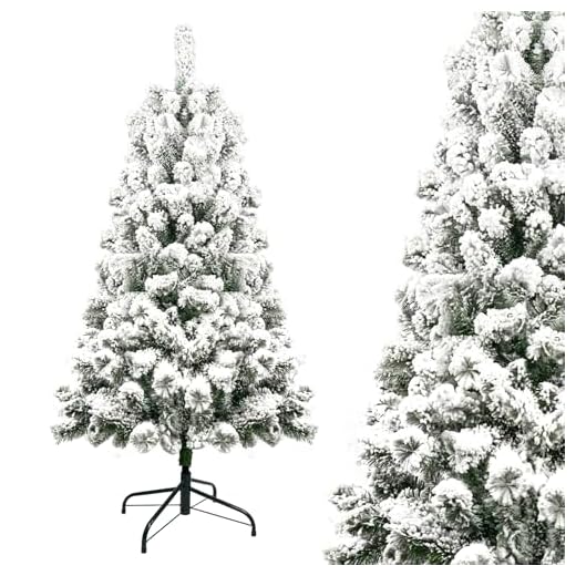 OZAVO Sapin Noël Arbre Artificiel Avec Neige Blanche épaisse Exterieur Sapins Naturel Vert Matière PVC 120cm Support en Métal pour Décor de Jardin Maison