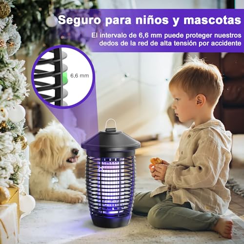 Miniatura 5 de Palone Lampara Antimosquitos 4500v 20w Uv, Antimosquitos Electrico, Atrapa Moscas Alcance Efectivo 100 M Para Interior Y Exterior