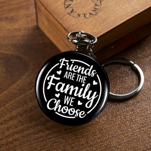 Image of Vintage Gandhi Style Pocket Watch with Engraved Designs & Messages Royal Black Analog for Men Women & Kids Includes Key Ring for car or Bike Keys Ideal Gift