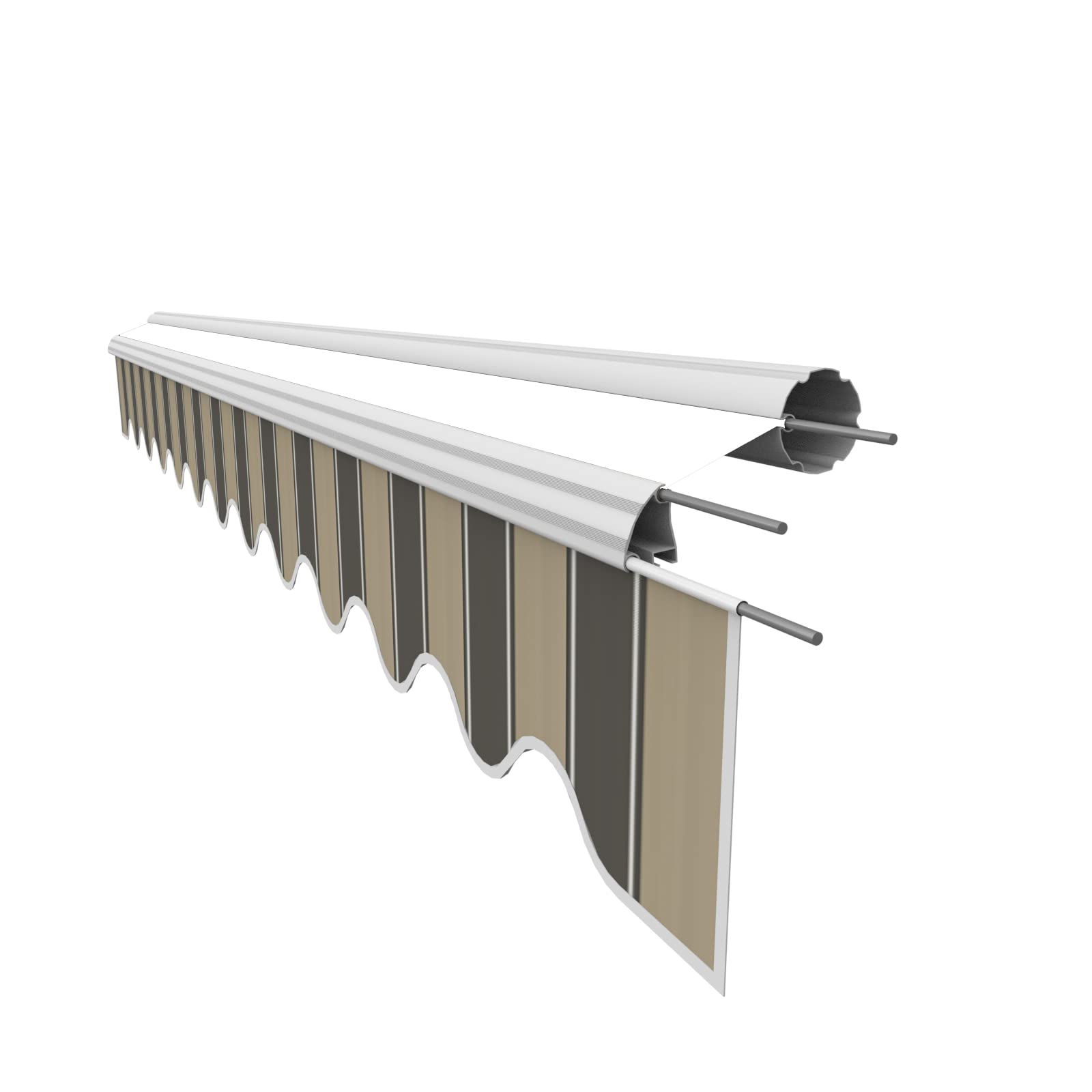 VANA Markisenstoff Volant für 4 m Markise Ersatzstoff Markisentuch Bespannung Sonnenschutz, nur Volant, fertig genäht, Maß 3,83 x 0,21 m, Design SPD060