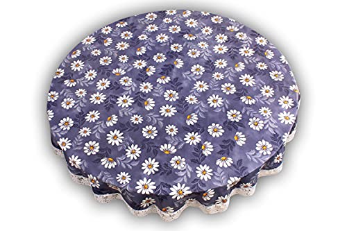 Image of The Furnishing Tree Round Shaped 8 Seater Table Cover WxL 90x90 inches with White Border lace