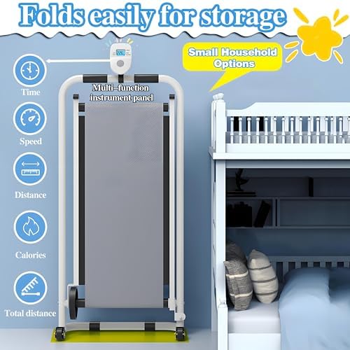 Foldable Kids Treadmill - Self-Propelled Indoor Workout Machine for Ages 3-15, Compact Toddler Exercise Equipment with Display for Home Gym Play