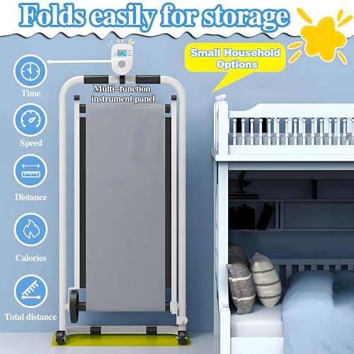Image of Foldable Kids Treadmill - Self-Propelled Indoor Exercise Machine for Ages 3-15, Compact Workout Equipment with Display, Ideal for Home Play Gym Fitness