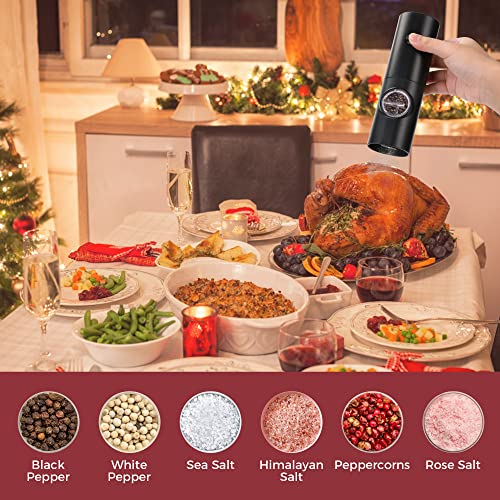 Electric Pepper Grinder Pepper Mill, Battery Operated Salt Grinder, Automatic Pepper Mill With Led Light, One-Hand Button Control, Adjustable Coarseness, For Rock Salt, Spices (No Battery) #TOP4