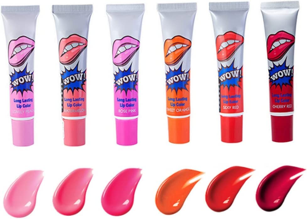 VBA Lip Tint 6 Colours Womens Easy Peel Off Lip Gloss Lipstick Tattoo Lipstick Matte Lip Long Lasting Lip Stain for Womens Girls 6 Colours
