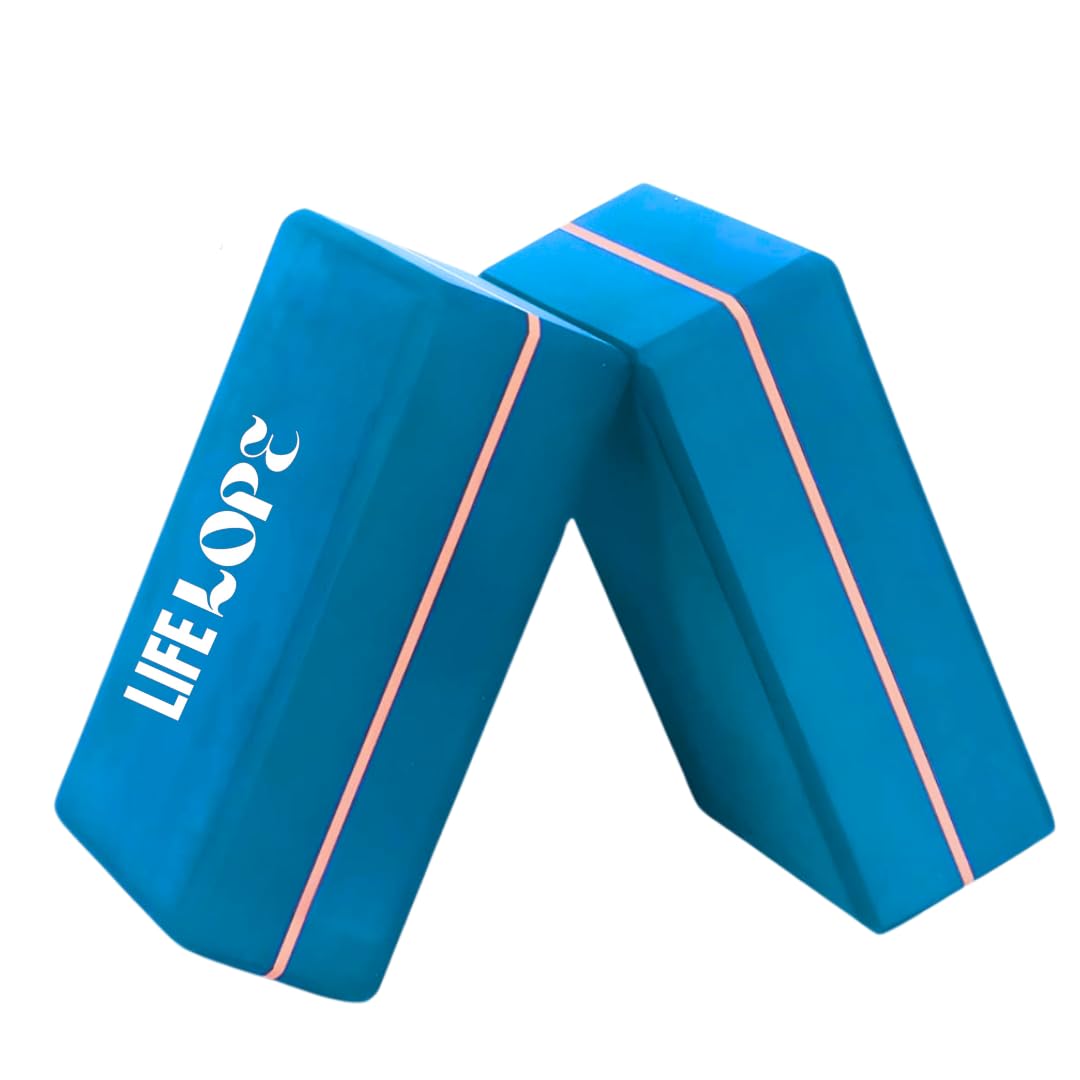 Lifelope Yoga Blocks Pack of 2 High Density Foam for Stretching, Balancing pose for Yoga, Exercise & Fitness Premium Yoga Accessories for Women & Men Yoga Equipment size:9X6X4, color (Blue) (B0D94GSPZS) Amazon Price History, Amazon Price Tracker