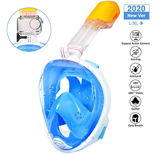 Frebw Safety Adult Children Snorkeling Face Mask, Foldable 180 Degree Panoramic Anti-Fog Anti-Leak